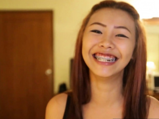 Asian pithy titted teen with braces